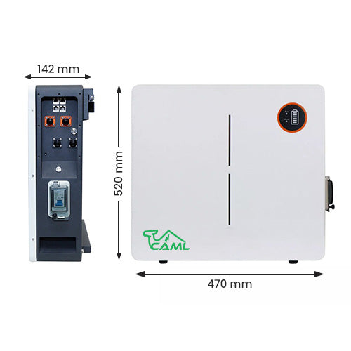 CAML 51.2 V 100 Ah, 5.12 kWh LiFePO4 Battery - Wall Mount 5 Years Warranty