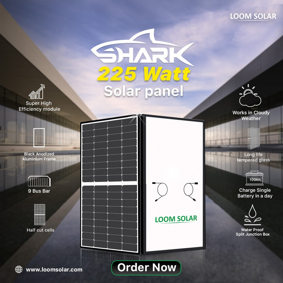 Loom Solar Mono PERC, Half-Cut 225 Wp, 12 V Solar Panel for Inverter Battery Charging 25 Years* Warranty