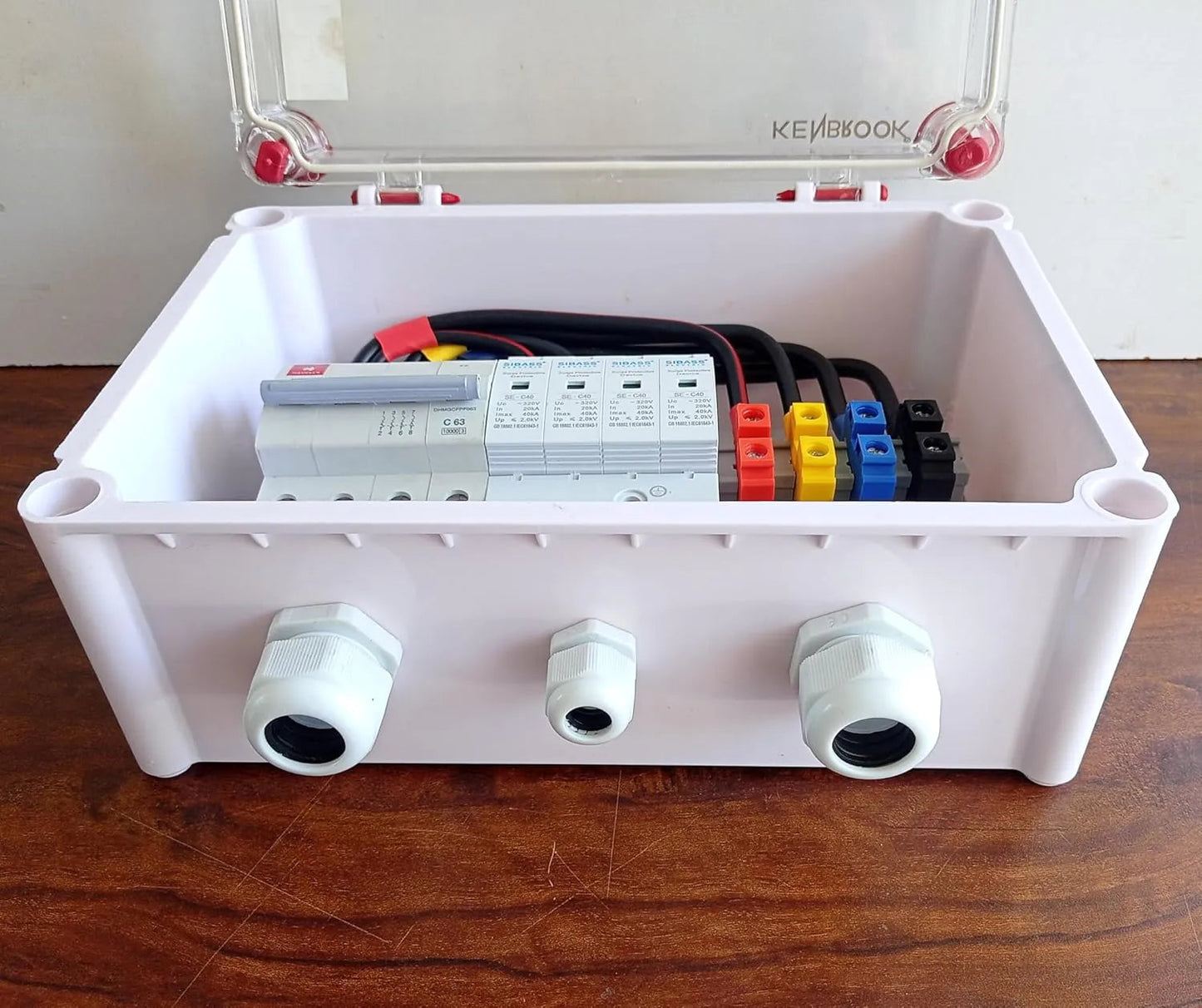 Solartek Solar ACDB Three Phase Inbuilt Havells AC MCB 63A, Sibass AC SPD 320V 12kW to 27kW (3Ph 63A HVL) VIGOOD SOLARTEK