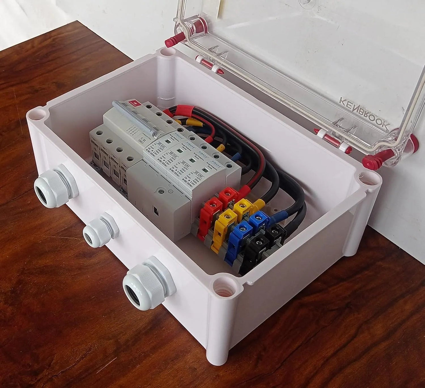 Solartek Solar ACDB Three Phase Inbuilt Havells AC MCB 32A, Sibass AC SPD 320V 5kW To 14kW (3Ph 32A HVL) VIGOOD SOLARTEK