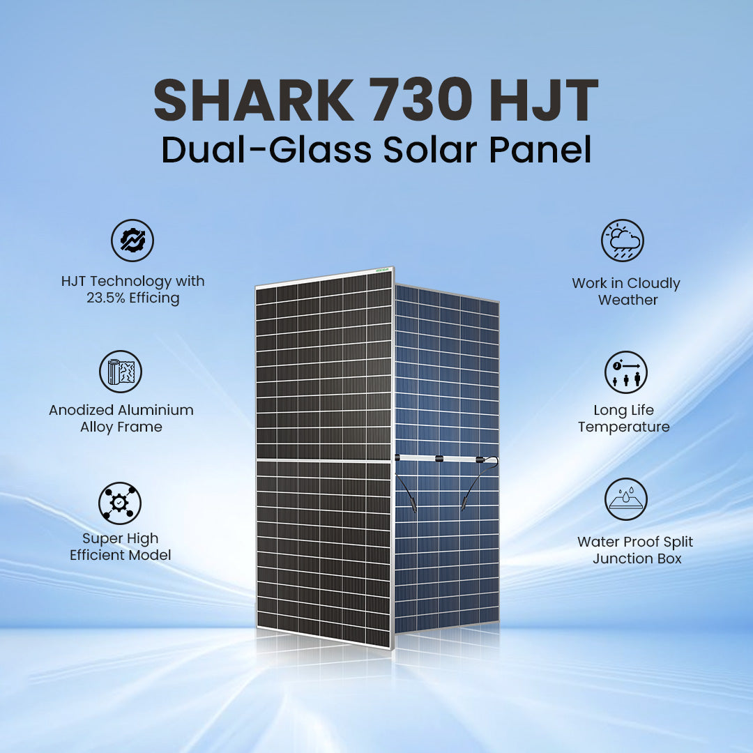 SHARK 730~750 Wp HJT Dual-Glass Solar Panel (Pack of 33) 30 Years* Warranty