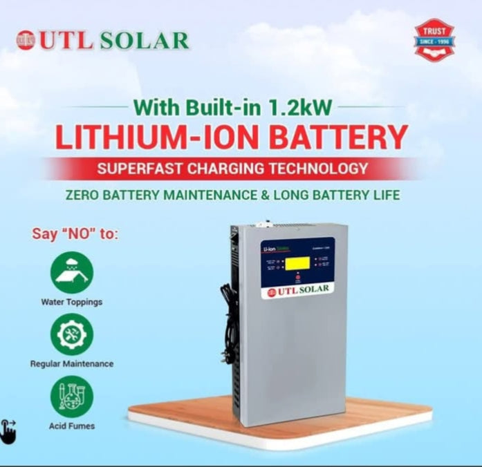 UTL 1 KVA Off Grid Solar PCU with Inbuilt 1.2 KWh Lithium Phosphate Battery