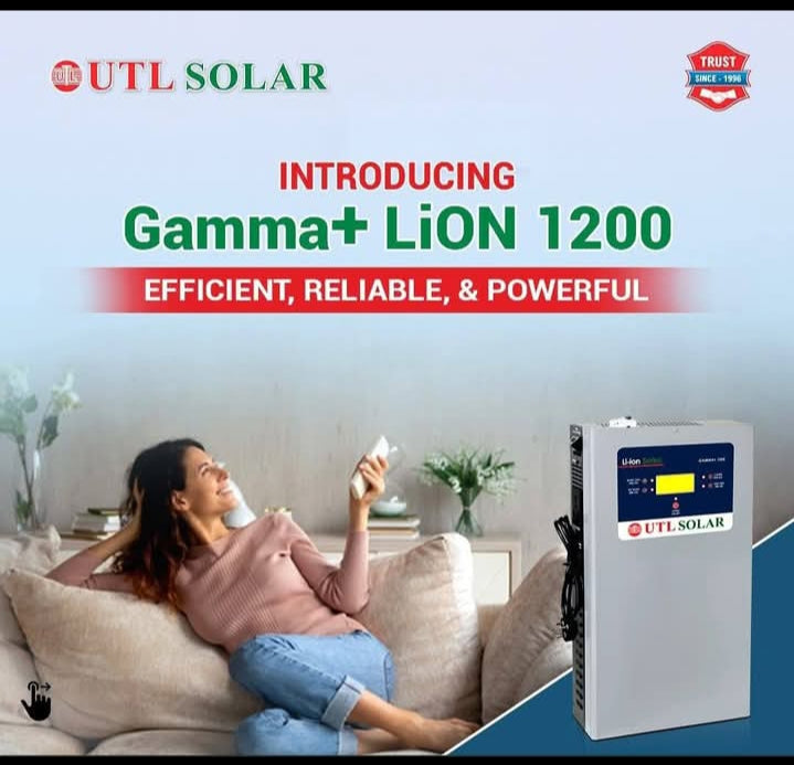 UTL Gamma +Li-on1200 VA Off Grid Solar PCU with Inbuilt 1.2 KWh Lithium Phosphate Battery 5 Years Warranty