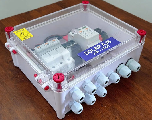 Solartek Solar AJB DCDB 3 In 1 Out 600V Inbuilt 3 X 20A Elmex Fuses, 600V Elmex SPD ( 3 Series/String X Up To 12 Panels Max.) VIGOOD SOLARTEK