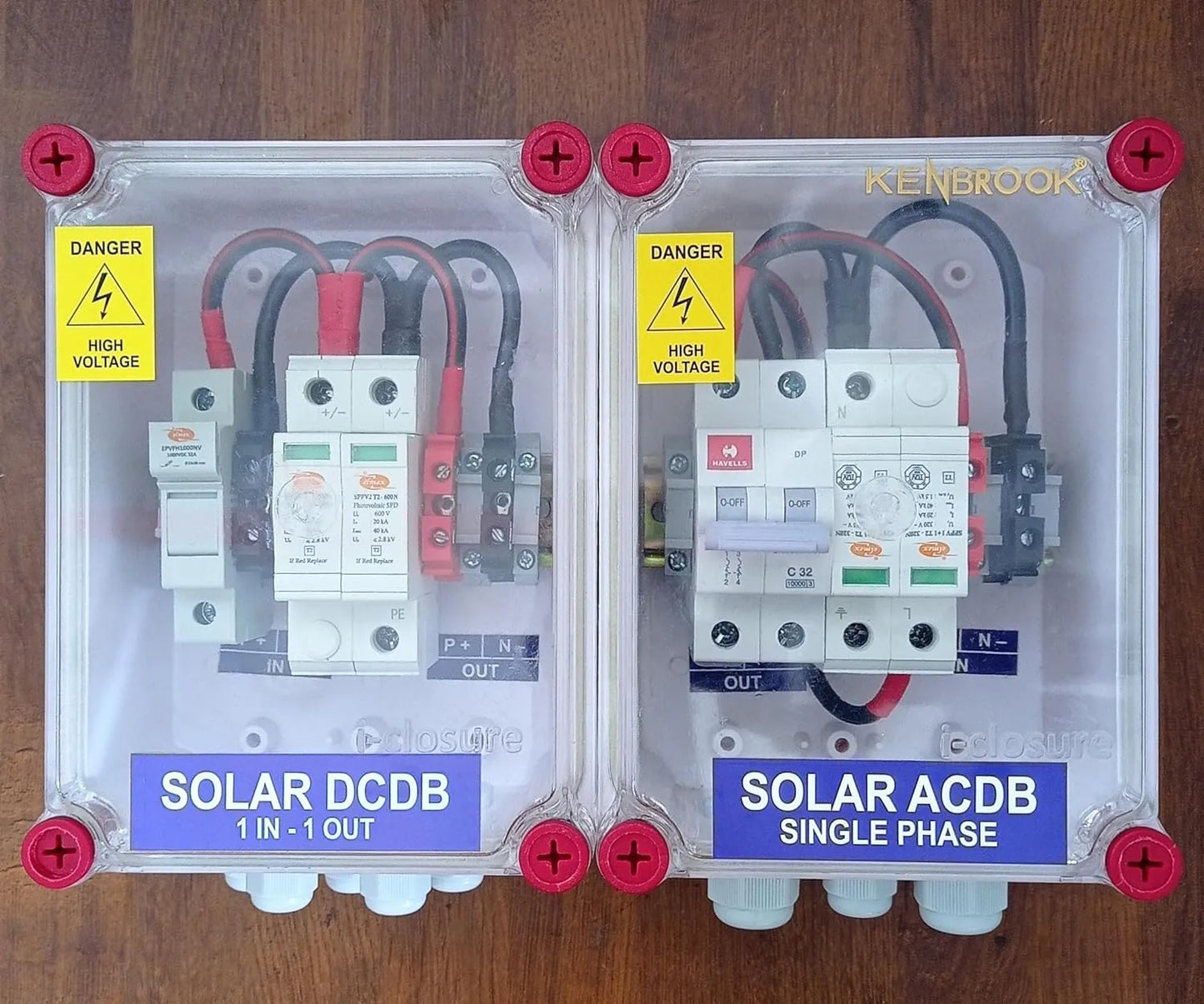 Solartek Solar ACDB Box Single Phase 32A 320V SPD + DCDB 1 In 1 Out 600V SPD (1Ph 32A Combo)