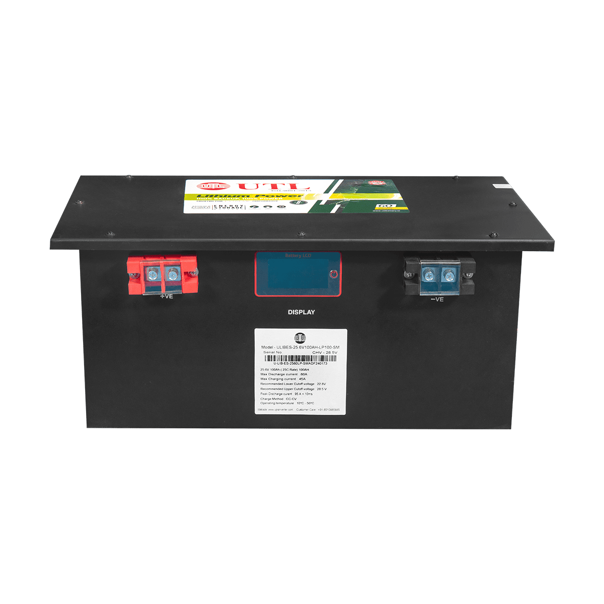 UTL 25.6V/100AH Lithium-ion Battery for Inverter | Fast charging, zero maintenance