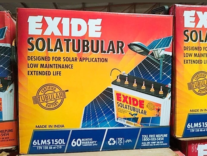 Exide 6LMS150L 150 ah solar battery 5 years warranty