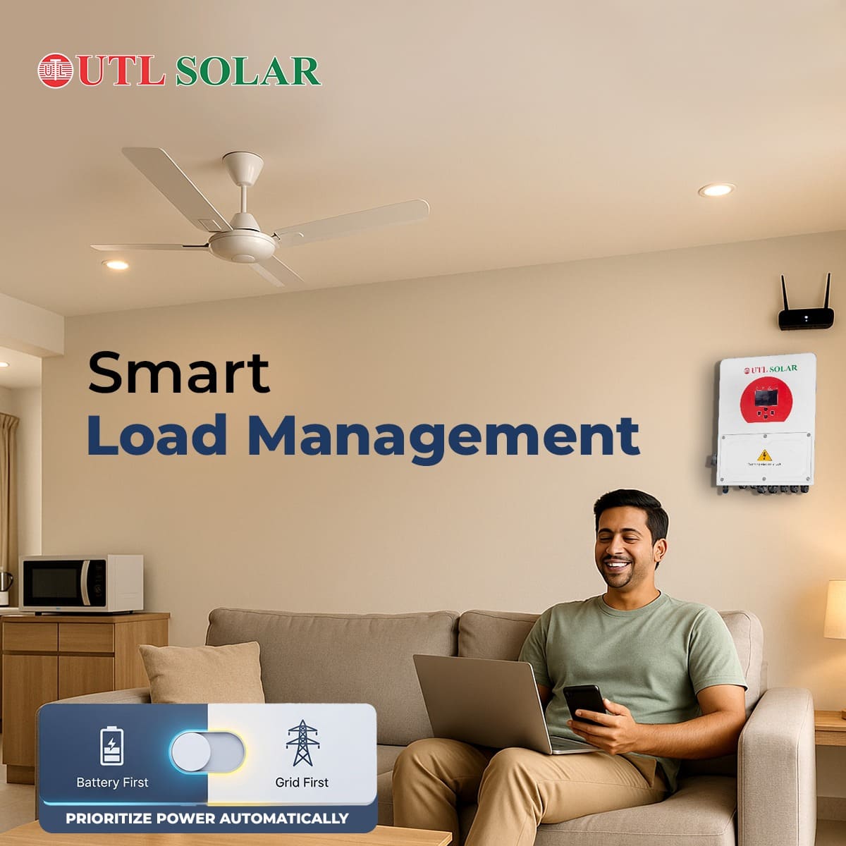 UTL 6 kVA High Frequency Single Phase Solar Hybrid Inverter 5 Years Warranty