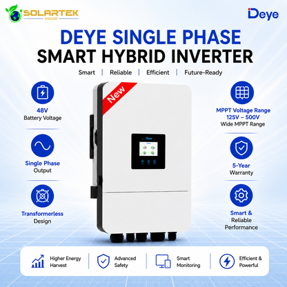 Deye 8Kw Smart Solar Hybrid Transformer Less Inverter (Single Phase) 5 Years Warranty