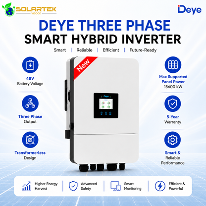 Deye 12Kw Smart Solar Hybrid Transformer Less Inverter ( Three Phase) 5 Years Warranty