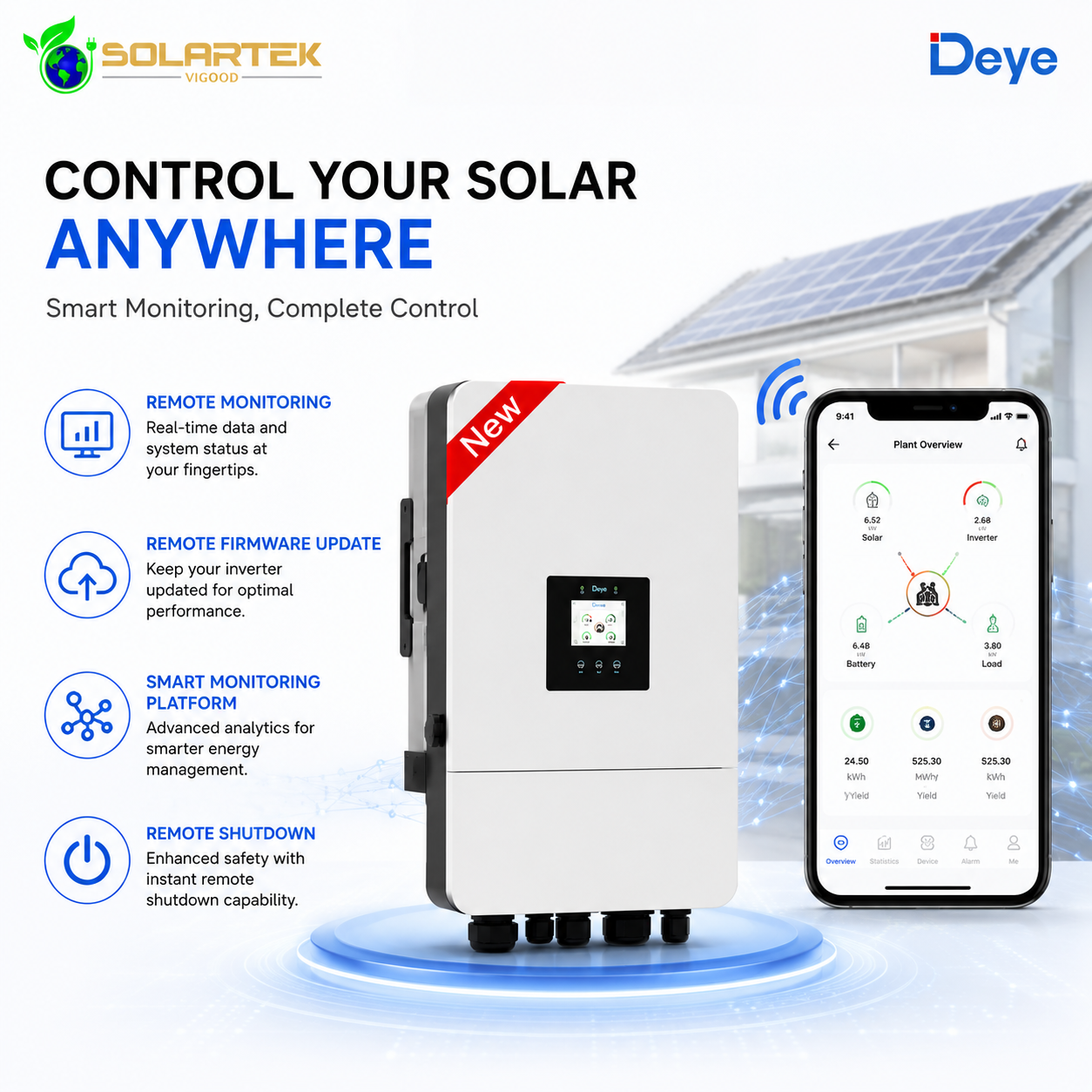 Deye 10Kw Smart Solar Hybrid Transformer Less Inverter ( Three Phase) 5 Years Warranty