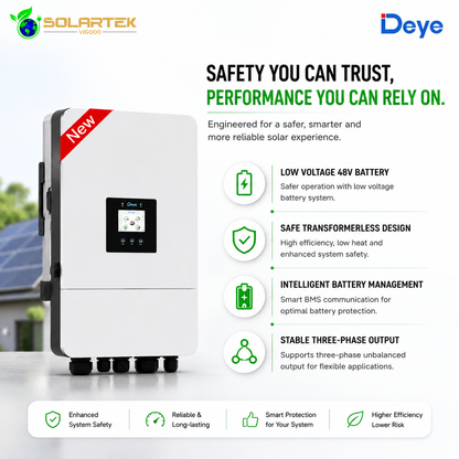 Deye 10Kw Smart Solar Hybrid Transformer Less Inverter ( Three Phase) 5 Years Warranty