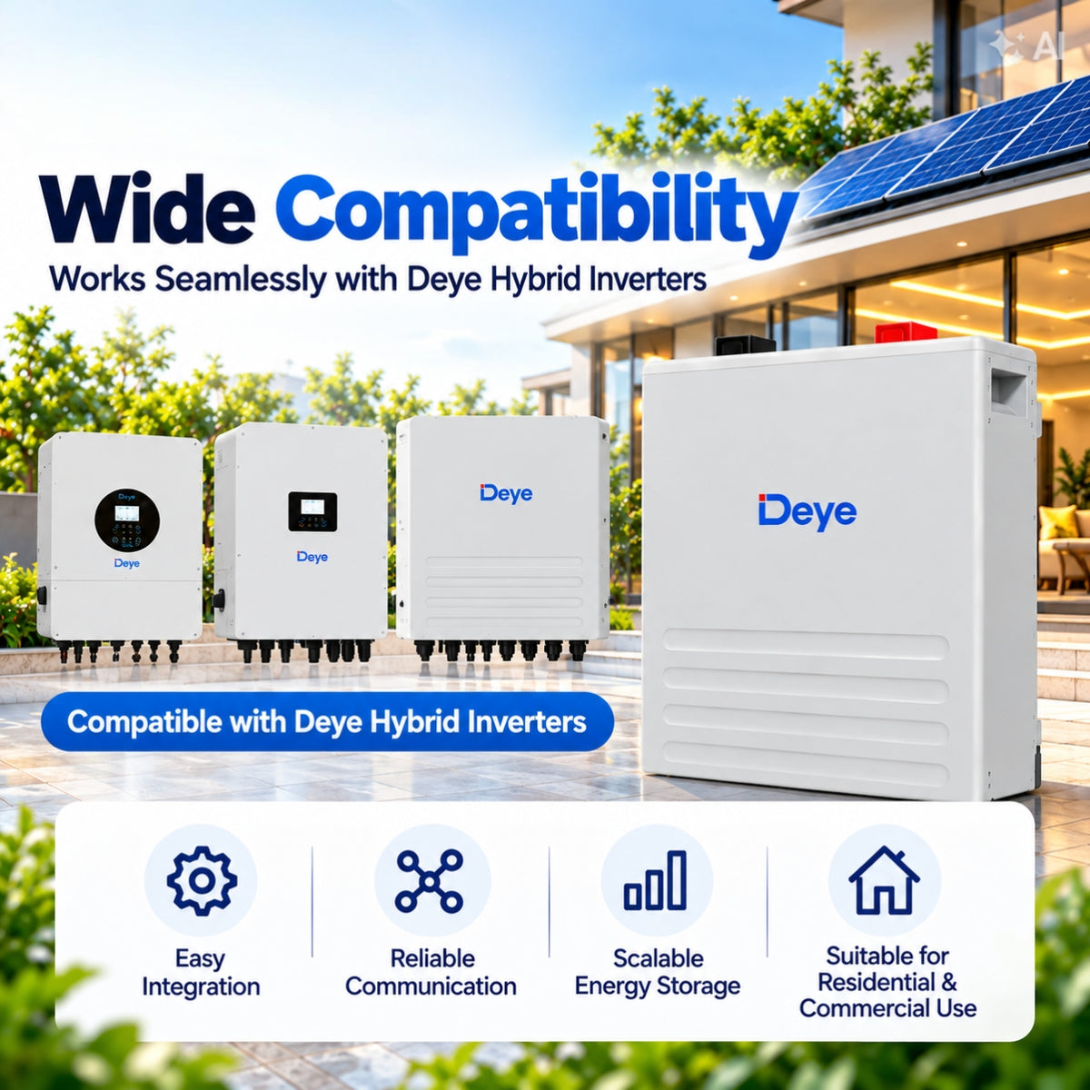 Deye LFP Battery 51.2V/100Ah with 5 years warranty/6000+Cycles, for Solar Appliances 5 Years Warranty