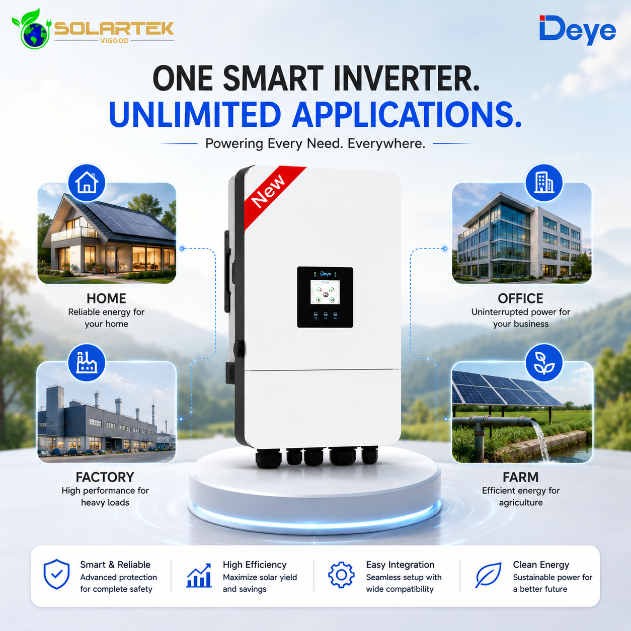 Deye 10Kw Smart Solar Hybrid Transformer Less Inverter ( Three Phase) 5 Years Warranty