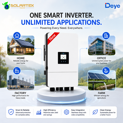 Deye 10Kw Smart Solar Hybrid Transformer Less Inverter ( Three Phase) 5 Years Warranty