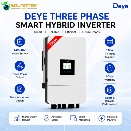 Deye 8Kw Smart Solar Hybrid Transformer Less Inverter ( Three Phase) 5 Years Warranty