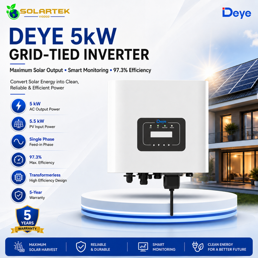 Deye 5 kw, 1 ø  on grid solar inverter 5 Years Warranty
