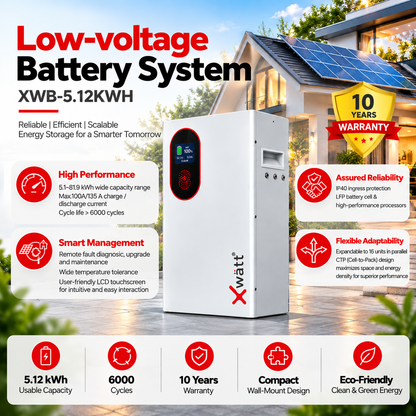 X Watt XWB-5.12KWH Lithium Battery | 51.2V 5.12kWh LiFePO4 Battery VIGOOD SOLARTEK
