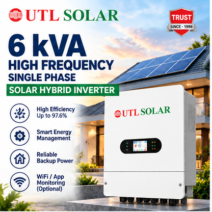 UTL 6 kVA High Frequency Single Phase Solar Hybrid Inverter 5 Years Warranty