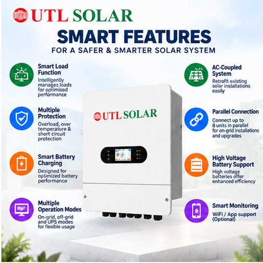 UTL 6 kVA High Frequency Single Phase Solar Hybrid Inverter 5 Years Warranty